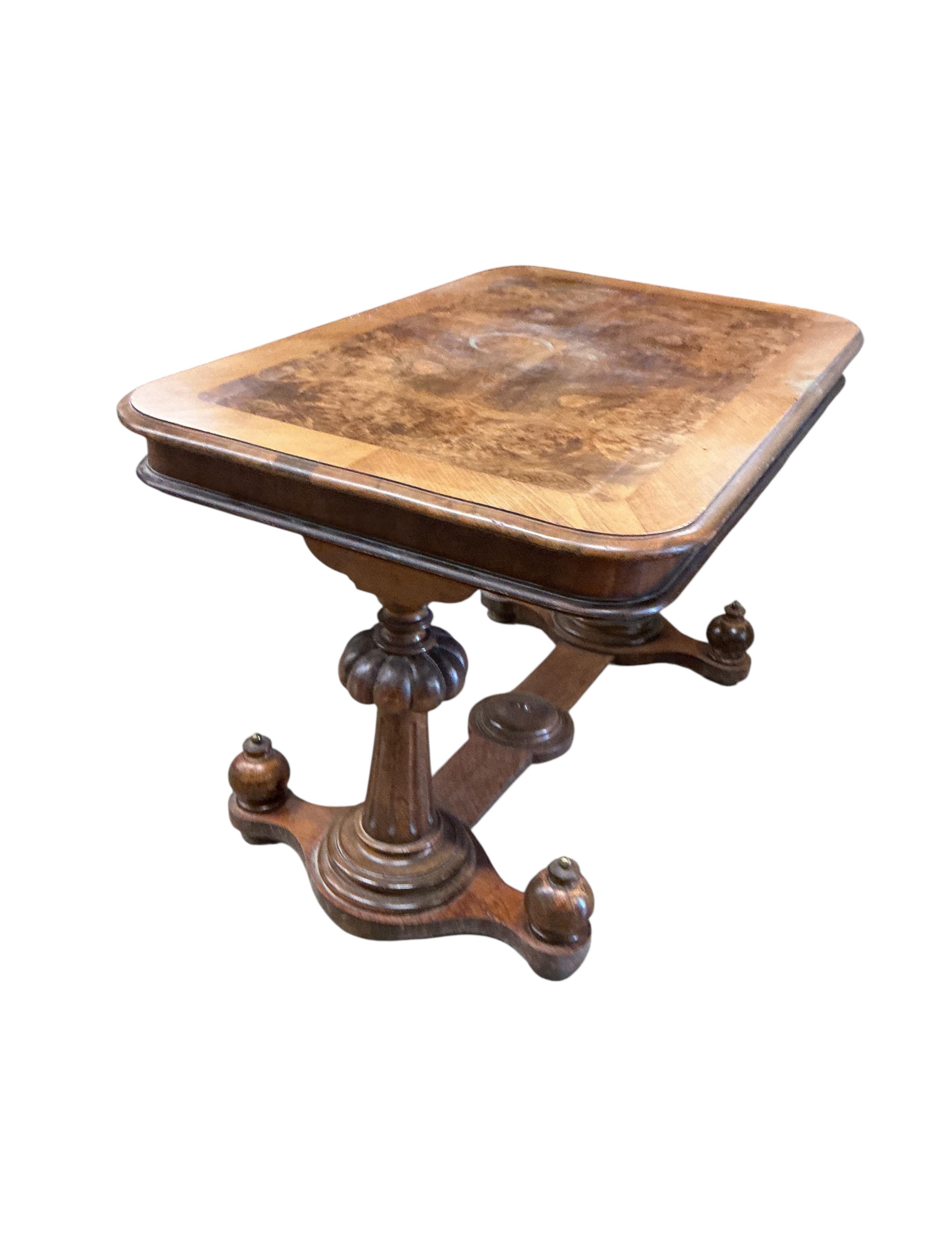 A Continental rectangular beech and walnut centre table, width 107cm, depth 67cm, height 67cm